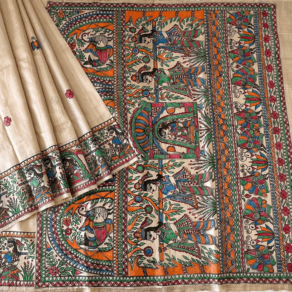 Mithila Classic Hand-Painted Saree